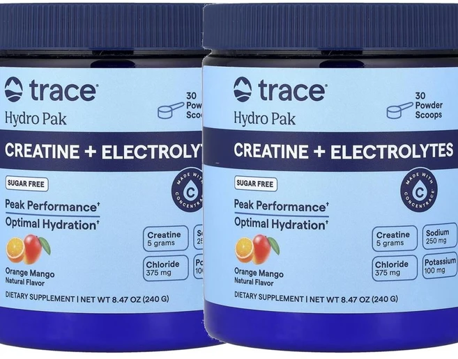 트레이스 하이드로 팩 크레아틴 플러스 일렉트로라이트 오렌지 망고 Trace Hydro Pak Creatine + Electrolytes Orange Mango 240g - 쿠팡
