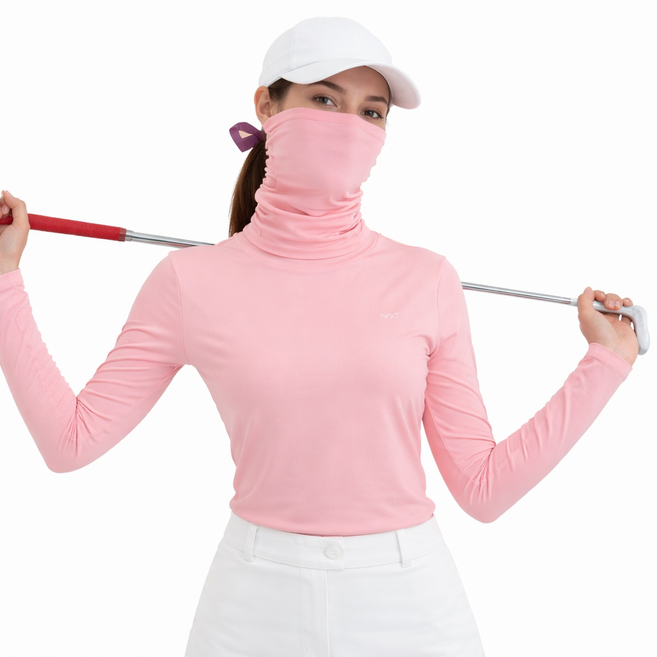 아소트 스포츠 아웃도어 프리미엄 골프이너 쿨링 여성 마스크 일체형 긴팔 티셔츠