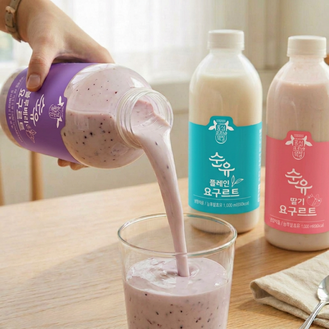 [20명 한정특가] 프리미엄 순유 블루베리 요구르트, 2개, 1L