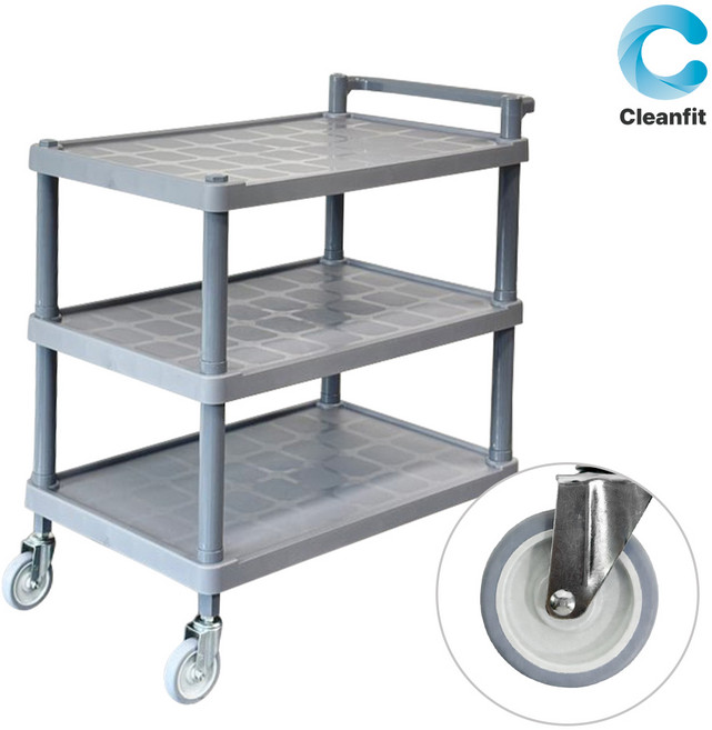 크린핏 3단 ABS 식당 서빙 카트 회색 (회색 바퀴), 1개