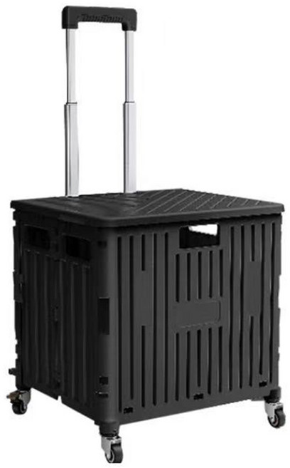 Owete 접이식카트 대형 4바퀴 손수레 마트 장바구니 캠핑 핸드 폴딩 쇼핑카트, 블랙, 1개