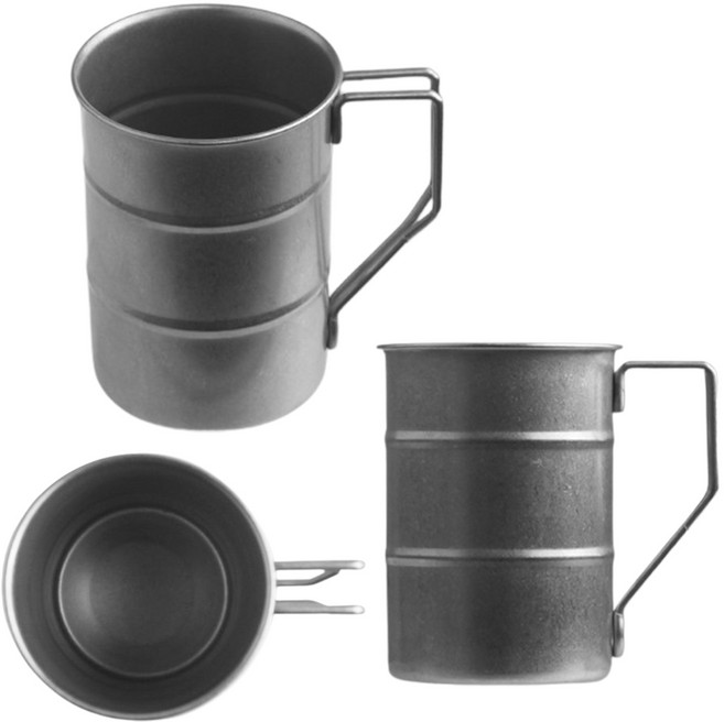 빈티지 스텐304 캠핑컵 맥주잔 드럼통 맥주컵 등산 머그컵 410ml, 1개, 실버