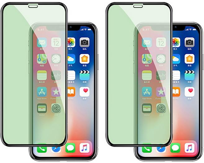오르벤 시력보호 블루라이트 차단 강화유리 휴대폰 액정보호 필름, 2개