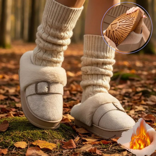 핏로드 여성 털슬리퍼 외출용 빅사이즈 겨울 키높이 5cm 가벼운 통굽