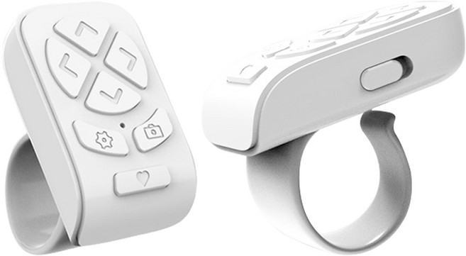 미가 블루투스 링 리모컨 스마트폰 태블릿 촬영 제어 셀카 영상 촬영 페이지 넘김 원격 컨트롤러, 1개, 화이트