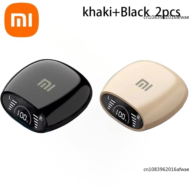 골전도보청기 음성 증폭기 블루투스 보청기 샤오미 보이지 않는 MD528 무선 이어버드 이어폰 LED 디지털 디스플레이 헤드폰 하이파이 스테레오 헤드셋 마이크 포함, [07] Black-khaki 2pcs, 1개
