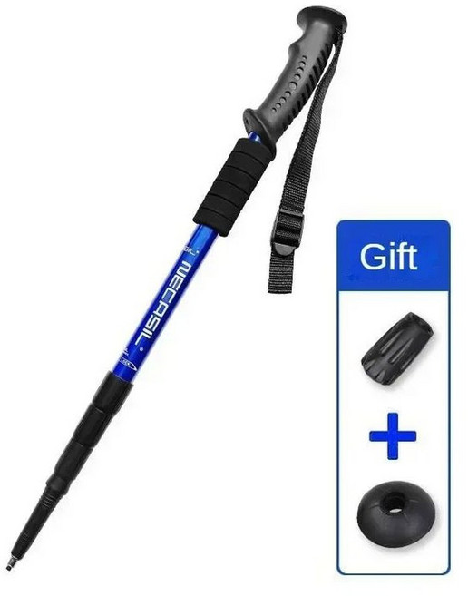 노르딕워킹 초경량 접이식 등산스틱 알루미늄 합금 텔레스코픽 하이킹 트레킹 워킹 조절식 알펜스톡, 4) Blue, 1개