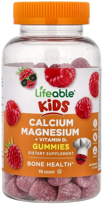 아이허브 어린이용 칼슘 마그네슘 + 비타민D3 구미젤리 천연 라즈베리 맛 구미젤리 90개, 90정, 1개 - 쿠팡