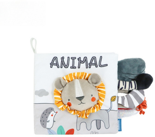 嬰兒布書 動物尾巴 立體早教 幼兒玩具, 灰白款獅子, 1個