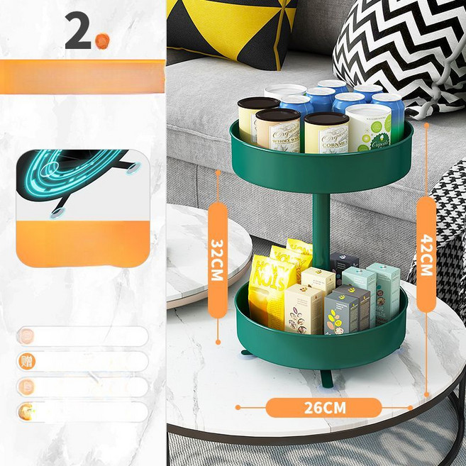 회전트레이 다용도 양념통 주방 선반 싱크대 수납 정리대 360도 회전 원형 트레이, F. 2층 녹색, 1개