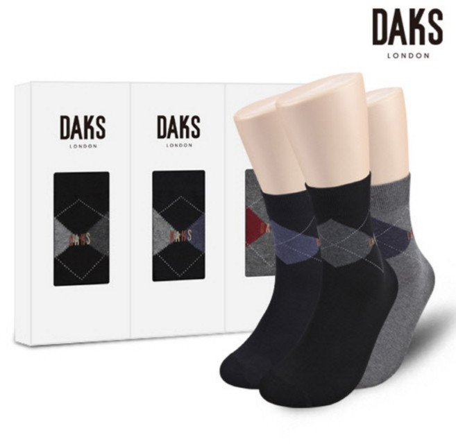 닥스양말 닥스신사 면스판 단목 사각패턴3족세트(24815)