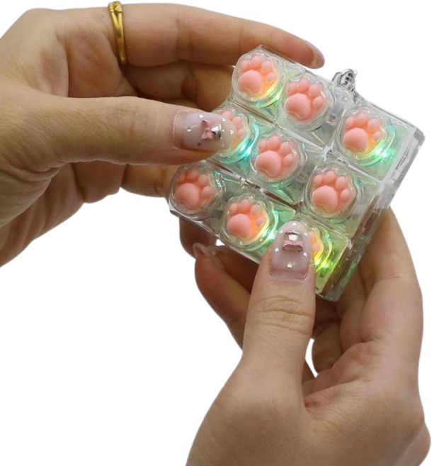 고양이 키캡 키링 키보드 led 키캡키링9구, 1개, 투명