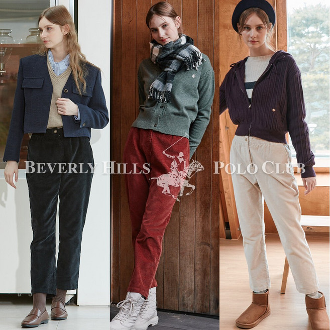 [비버리힐즈폴로클럽] 여성 코튼 브러쉬 베이비 코듀로이 팬츠 3종
