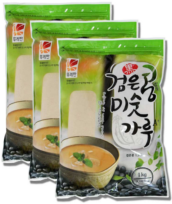 영양간식 검은콩 미숫가루 1kg 3팩(총 3kg) 선식 12곡 17곡 미숫가루 식사대용