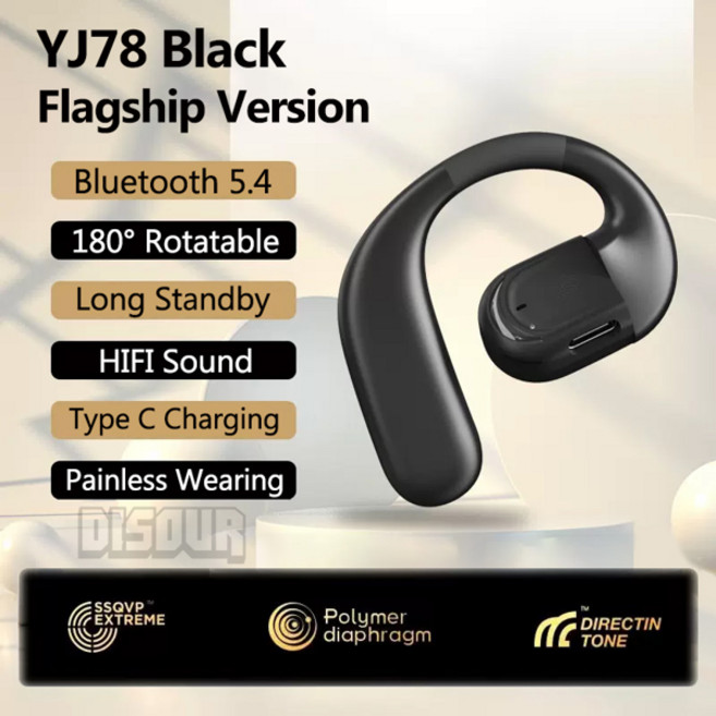 블루투스 5.4 비즈니스 이어폰 무선 단일 헤드폰 HD 마이크 이어훅 Xiaomi 용 HiFi 스테레오 음악 이어버드, [02] Black