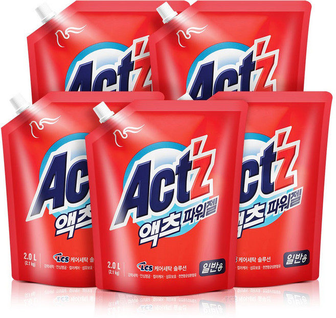 액츠 파워젤 세탁세제 일반용 리필, 2L, 5개