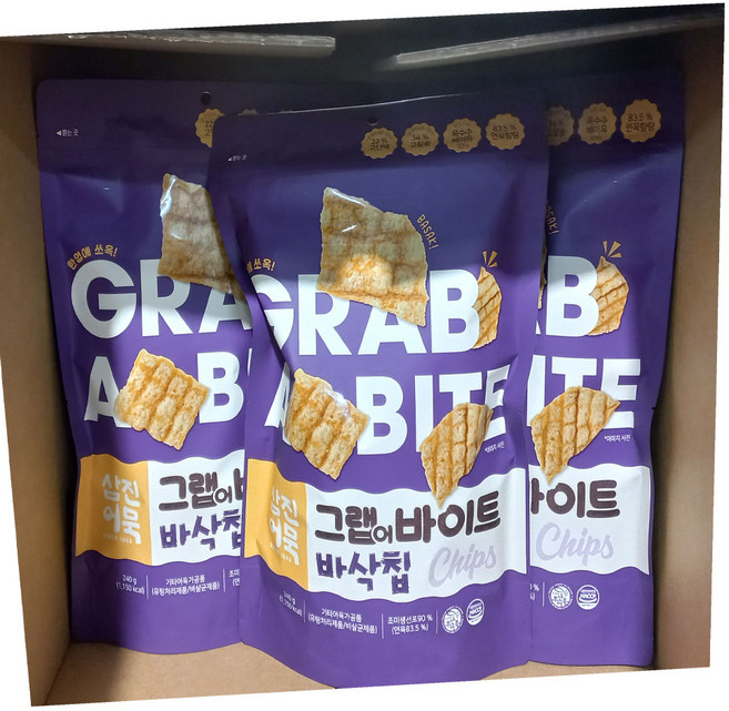 삼진어묵 그랩어바이트 바삭칩, 3개, 240g