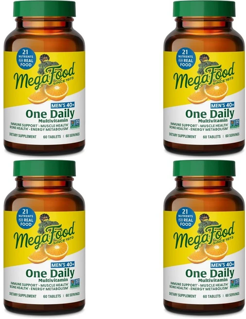 MegaFood Mens 40+ One Daily Multivitamin 메가푸드 멘 40+ 원 데일리 멀티비타민, 4개, 60정 - 쿠팡