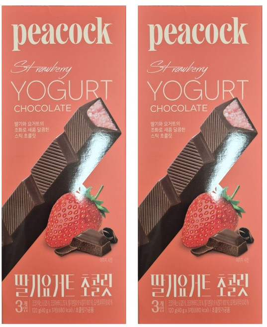 피코크 딸기요거트 초콜릿 120g 2, 1세트, 240g
