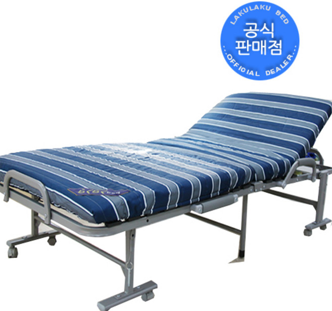 라꾸라꾸접이식침대 럭셔리 라꾸라꾸침대(슈퍼싱글) CBK_012 등받이각도조절 라꾸라꾸침대 1인용 라꾸라꾸 1인용 접이식침대 간이침대 관리실침대 라쿠라쿠, 단일제품 스트라이프(블루*그레이*화이트)