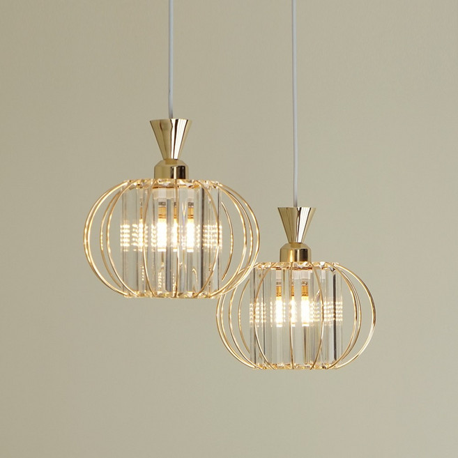 런던라이팅 빅뱅 2등 크리스탈 펜던트 조명 LED 램프 증정, LED 벌브 8W 주광색