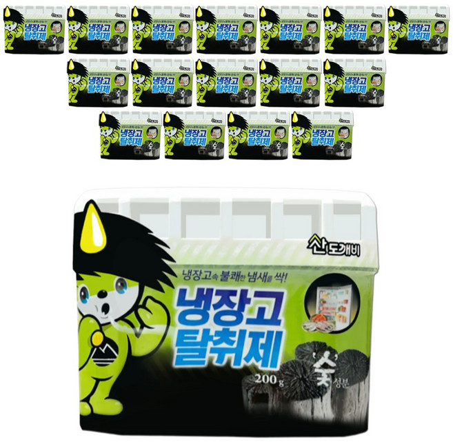 산도깨비 큰 냉장고 참숯 탈취제 본품, 200g, 17개