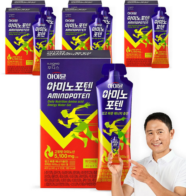 일동후디스 하이뮨 아미노포텐 에너지젤 아미노산 2550mg 파인애플맛, 400g, 6박스