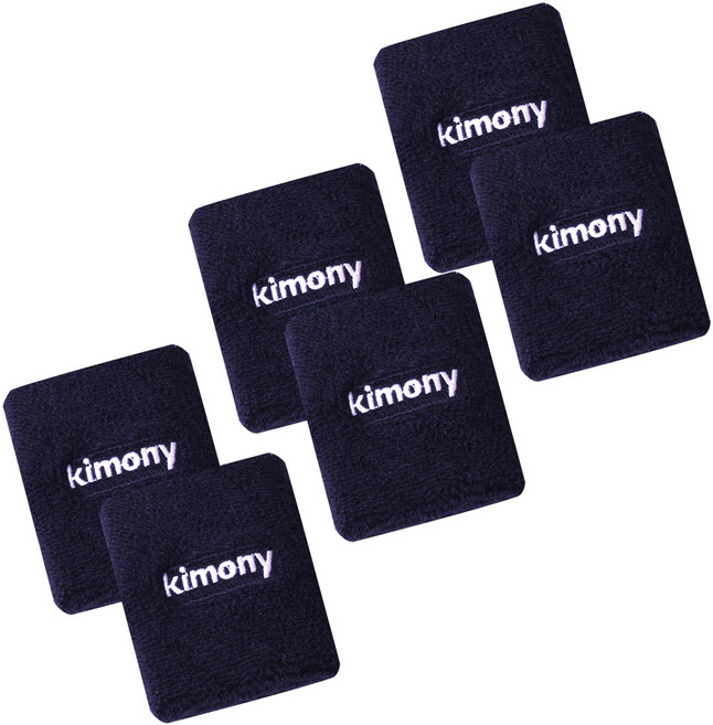 키모니 손목밴드 세트 스포츠 러닝 배드민턴 타월 땀흡수 손목아대, 네이비, 6개