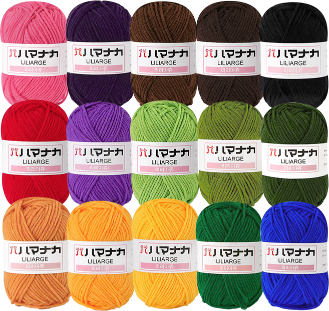털실나라 리리아쥬 15색세트 인형 소품 뜨개실, 캔버스무지개, 1개