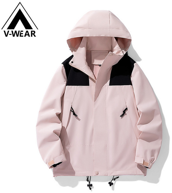 大尺碼衝鋒衣 釣魚登山滑雪騎行運動外套 粉紅色 風雨無阻