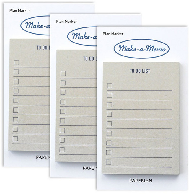 페이퍼리안 플랜마커 메이크어메모 점착식 메모지, 투두리스트, 1개입, 3개