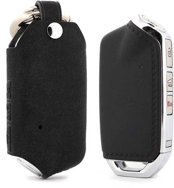 페레노 기아 k9 모하비 더마스터 스팅어 호환 스마트키 가죽케이스 PK11, 푸에블로 블랙