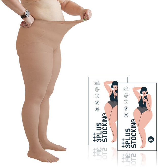 빅사이즈 3PLUS 압박 스타킹 30D 2매