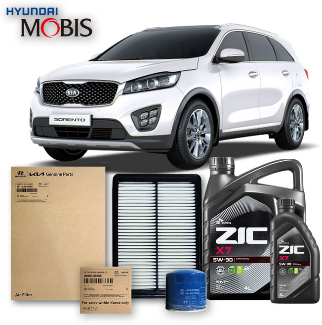 올뉴 쏘렌토 UM (14-17년식) 2.0 터보 가솔린 순정필터+지크오일 5W30 3종, 1개