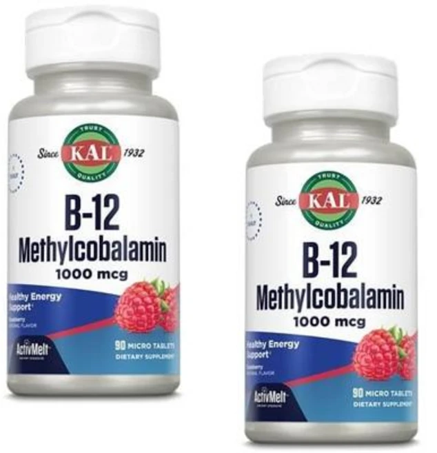칼 활성비타민 B12 메틸코발라민 1000 mcg 라즈베리맛 KAL B-12 Methylcobalamin, 2개, 90정 - 쿠팡