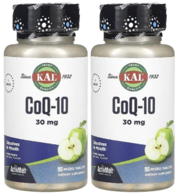 KAL CoQ10 그린애플 30mg 90마이크로정 x 2, 90정 - 쿠팡