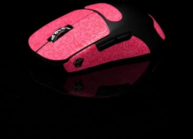 닌주소 소라 V2 용 BTL 마우스 그립 테이프 도마뱀 피부 스티커 미끄럼 방지 땀 흡입 프리 컷 쉬운 설치 그립만, 7) Cartoon Pink, 01 for Ninjutso V2