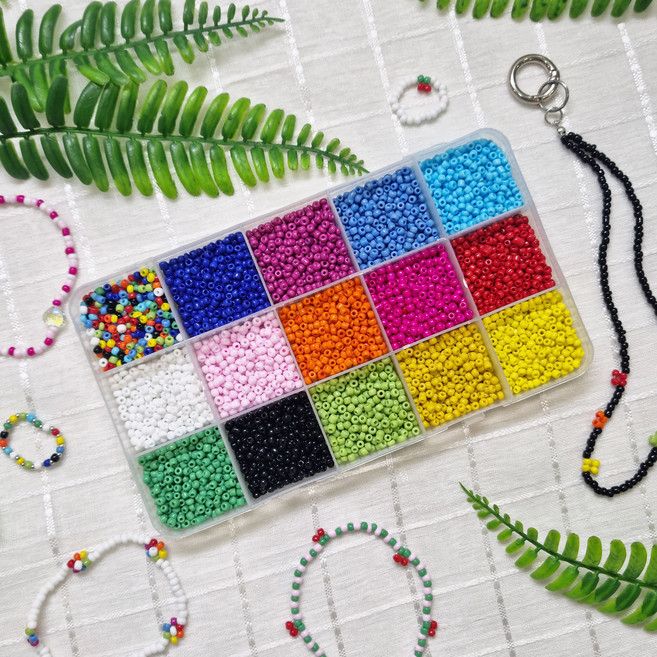 리니팜 키링오링 시드비즈 15색 세트 3mm, 비비드매트, 1세트