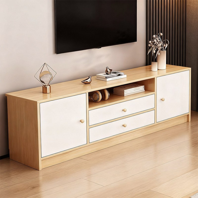 다용도 tv 장식장 대용량 티비다이 tv 서랍장, 원목색