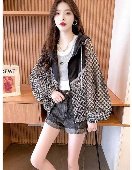 쩐쿠 여름 시스루 자외선차단 긴소매 후드 집업 점퍼 Z243
