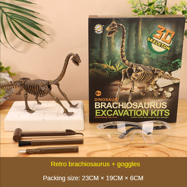쥬라기 세계 공룡 DIY 화석 고고학 발굴 키트 해골 파기 줄기 과학 교육 완구 어린이를위한, brachiosaurus
