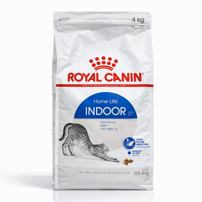 로얄캐닌 인도어27 고양이 반려묘 캣 사료 2kg, 닭+소, 4kg, 1개