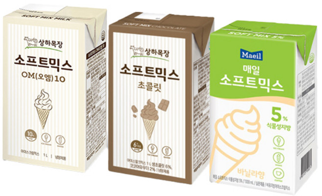 매일 소프트믹스식물성지방5% 바닐라향1Lx1+상하목장1000mL 소프트믹스OMx1+초콜릿x1/총3개입/카페용/무배, 1L