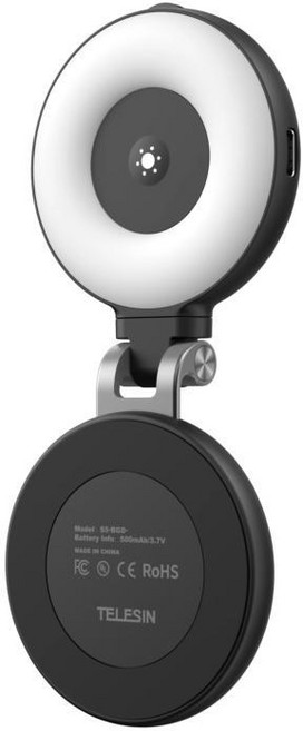 텔레신 필 라이트 마그네틱 밝기 삼색 아이폰용 가능 조절 브래킷 스마트폰 맥세이프 신축성 셀카 신제품, 마그네틱 램프 블랙, 1개