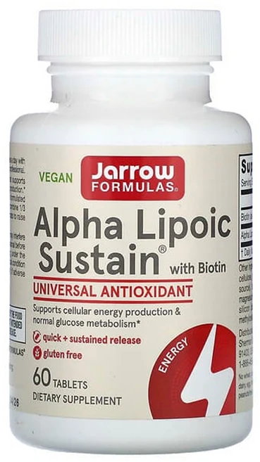 자로 포뮬러스 R-알파 리포산 + 비오틴 Jarrow Formulas R-Alpha Lipoic Acid with Biotin 60정, 1개 - 쿠팡