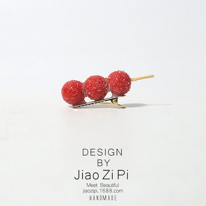 겨울 디저트~얼음 탕후루 귀여운 새해 머리핀 한일 창의 달콤 개성 오리주걱 핀