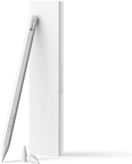 HOU 아이패드 호환 펜슬 애플 펜슬 기능키 숨겨진 Type-C 충전포트 터치펜 아이패드 프로11/12.9/13인치 에어M2 M3 에어6/5/4세대 아이패드 10/9/8세대, 1개, 올 화이트