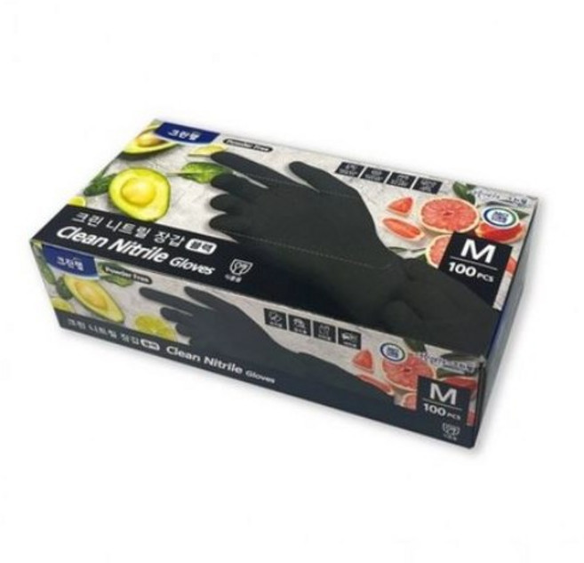 크린랩 니트릴장갑 블랙 100매 요리용 장갑, M, 1개