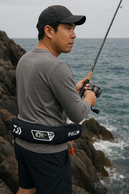 다이와 2025년 선상 낚시 구명복 자동팽창식 허리밸트 낚시구명조끼 DF-9405