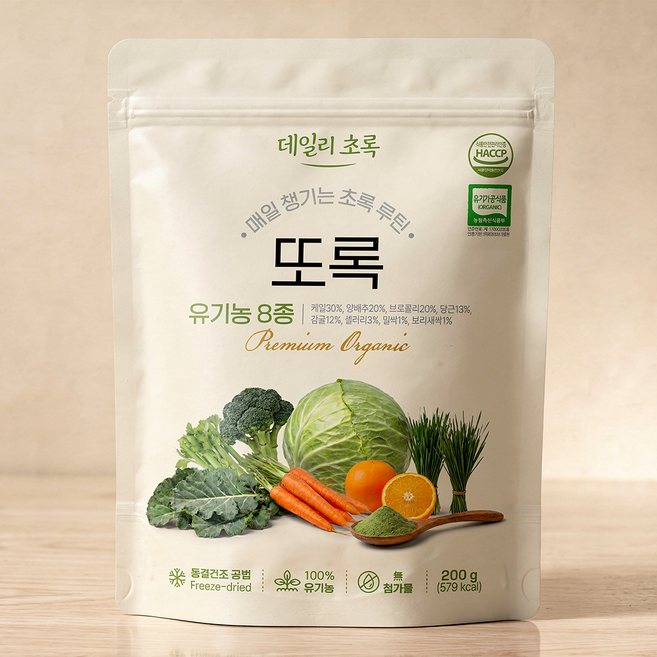 데일리초록 또록 유기농 동결건조 야채가루 생식 선식 샐러드, 3개, 200g